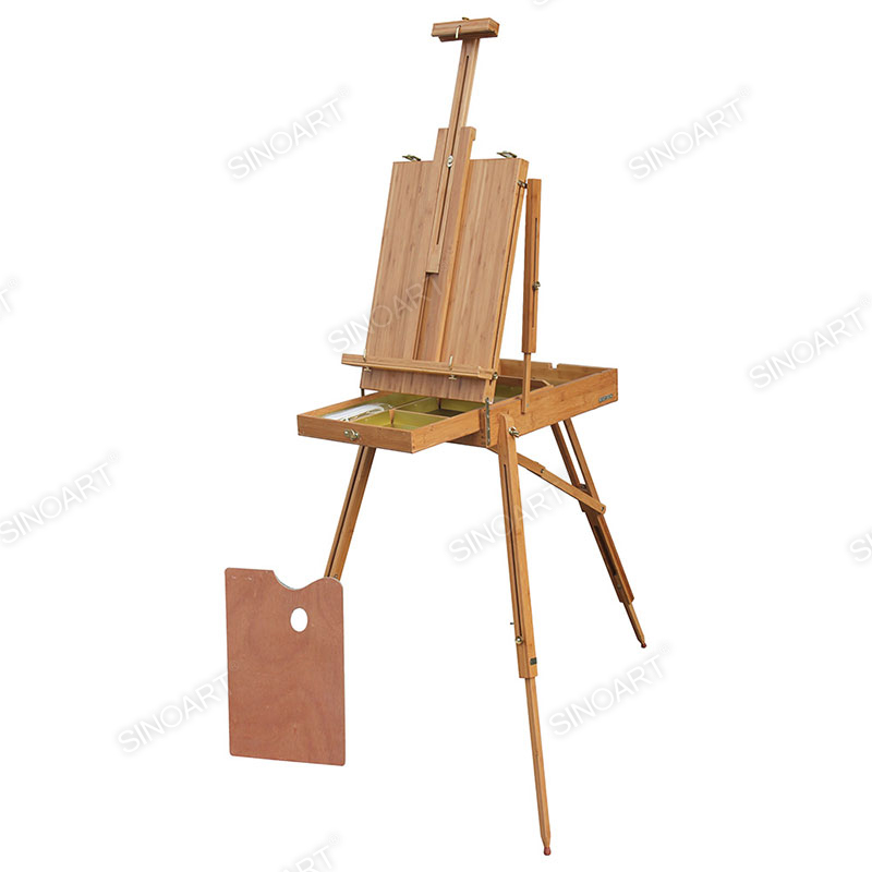 Caja de Bocetos Francesa de Bambú Caballete de Bambú Plegable y Duradero de 72x114x180 cm