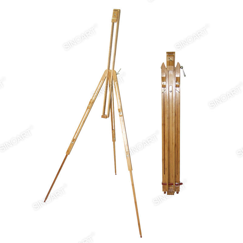Caballete de Bambú Plegable con Trípode de Bambú Duradero de 92x84(185) cm