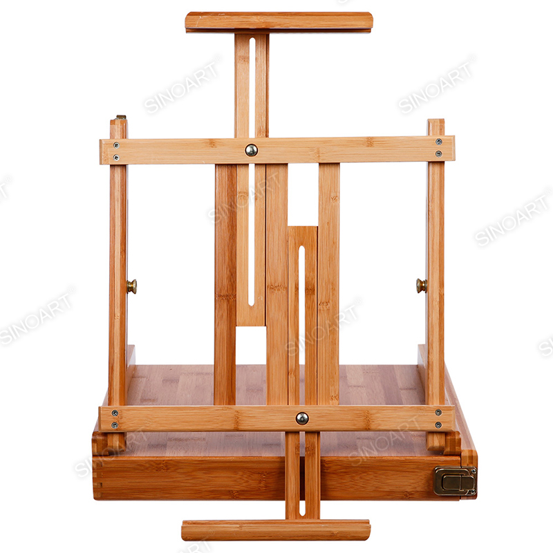 Caja de Bocetos de Bambú para Artistas Mesa de Escritorio Natural Caballete de Bambú Portátil de 38x41x13 cm