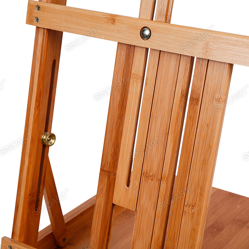 Caja de Bocetos de Bambú para Artistas Mesa de Escritorio Natural Caballete de Bambú Portátil de 38x41x13 cm