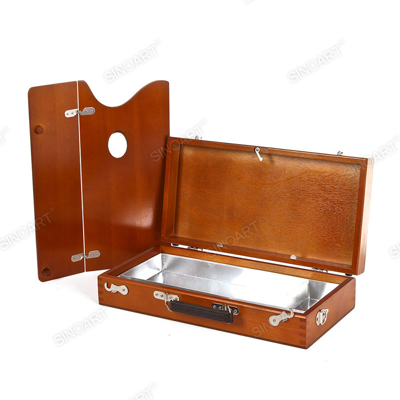 Cajas de Bocetos con Cajón de Madera de Lujo para Guardar Herramientas de Artista con Bandeja de Aluminio de 38,5x19,5x9,2 cm