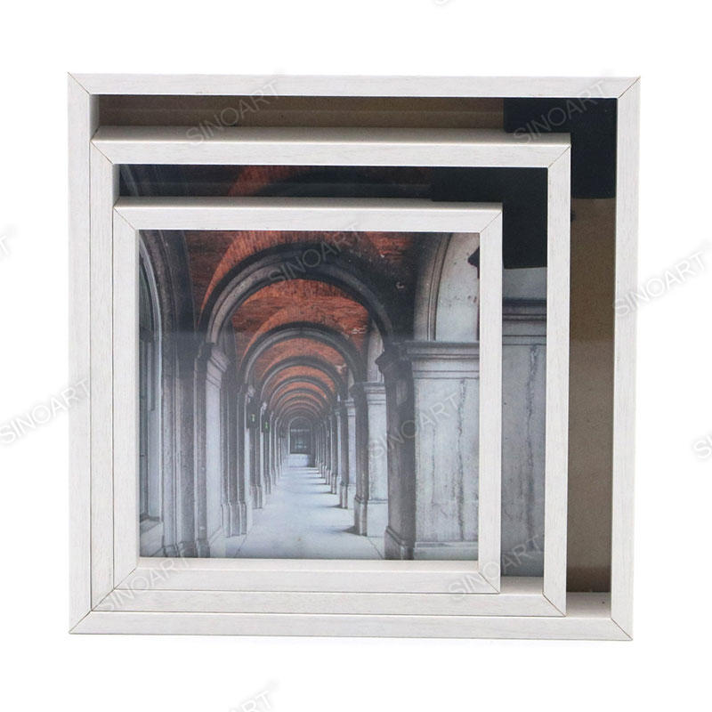 Juego de Cuadros de Acabado de Madera para Mostrar Imágenes en un Cuadro de Fotos de 13,3x2,7x13,3 cm
