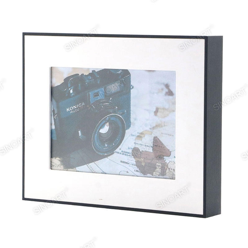 Cuadro de Fotos de Arte de Chapa de Madera Montaje en Pared con Soporte de Caballete Cuadro de Fotos de Exhibición de 19,6x24,6x3,5 cm