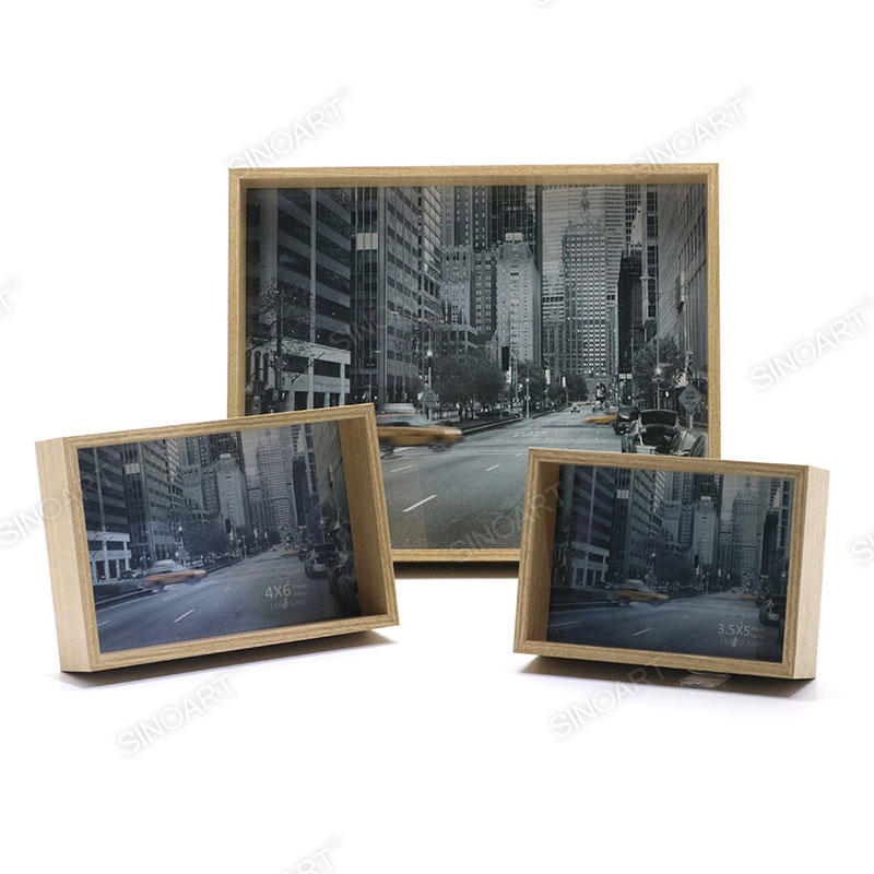 Cuadro de Fotos de Arte de Chapa de Madera Montaje en Pared con Soporte de Caballete Cuadro de Fotos de Exhibición de 4 cm de espesor