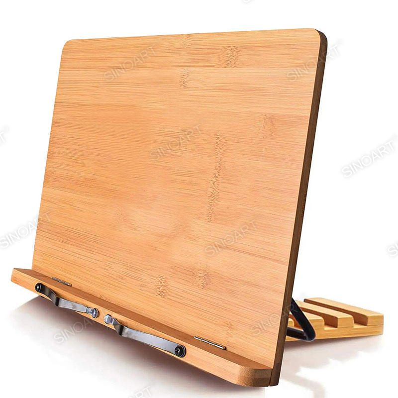 Soporte de bambú para libros de 25x33,5x21,5 cm, soporte ajustable para libros de cocina, escritorio de lectura para libros, iPad, caballete de madera portátil