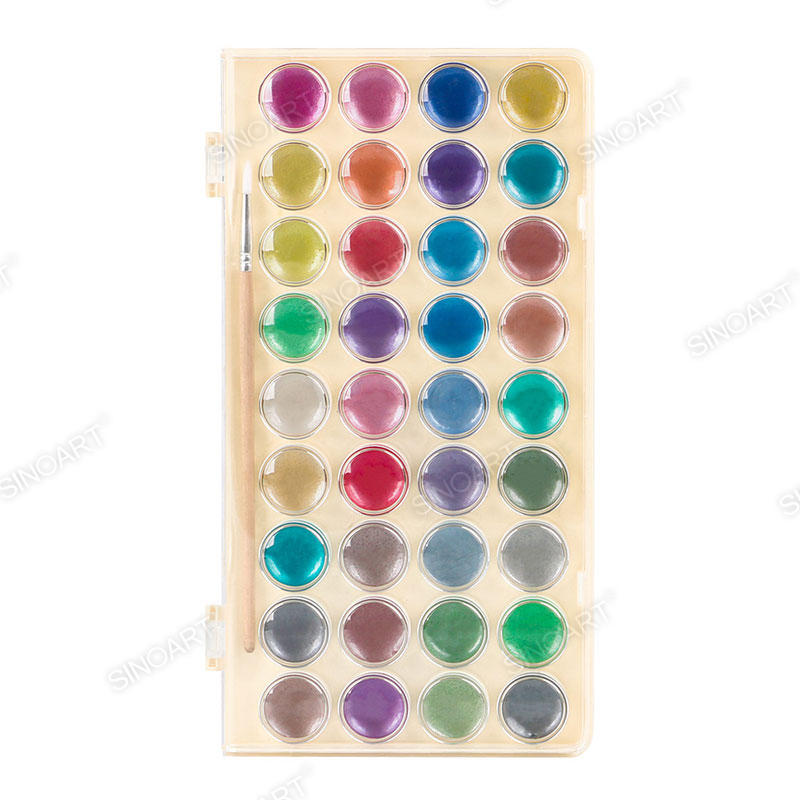 Juego de pinturas de perlas de acuarela metálicas de 36 colores, pintura de acuarela