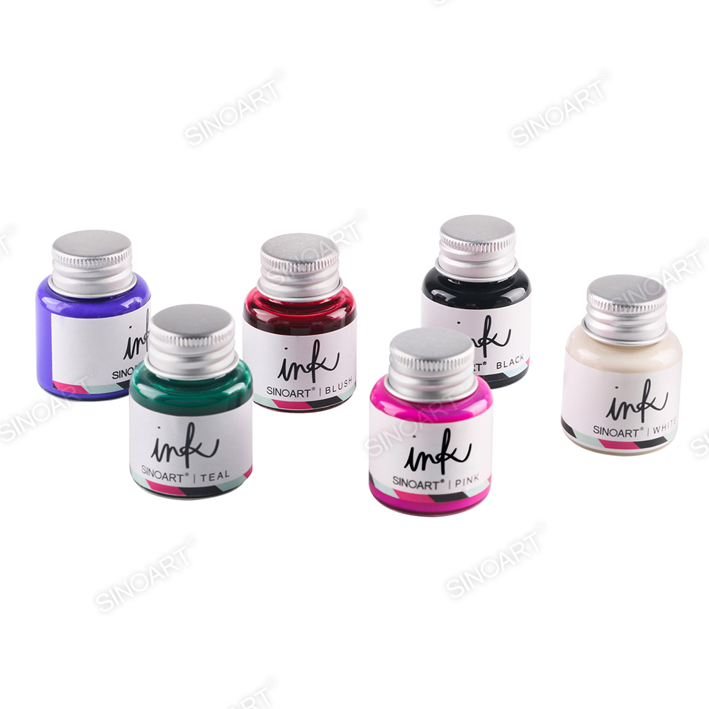 Tinta de caligrafía de pigmento de 15ml, tinta de Color de pluma de inmersión de vidrio impermeable metálica